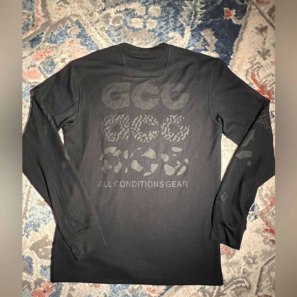 Nike ACG Long Sleeve Waffle Top Shirt LS Triple Black Out CD7656-010 Men’s Small